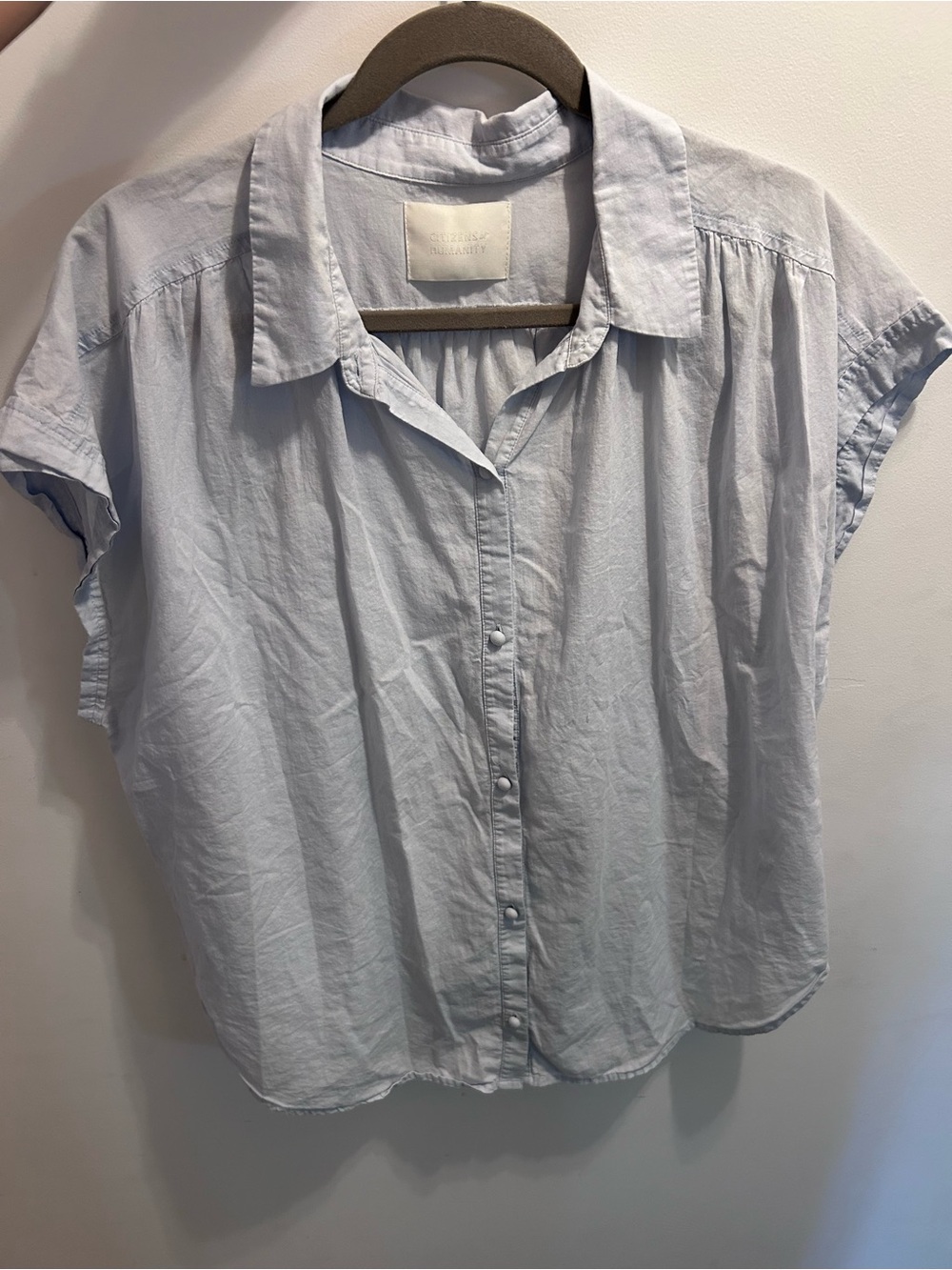 Citizens Of Humanity Pale Blue Short Sleeve Button-Front Shirt